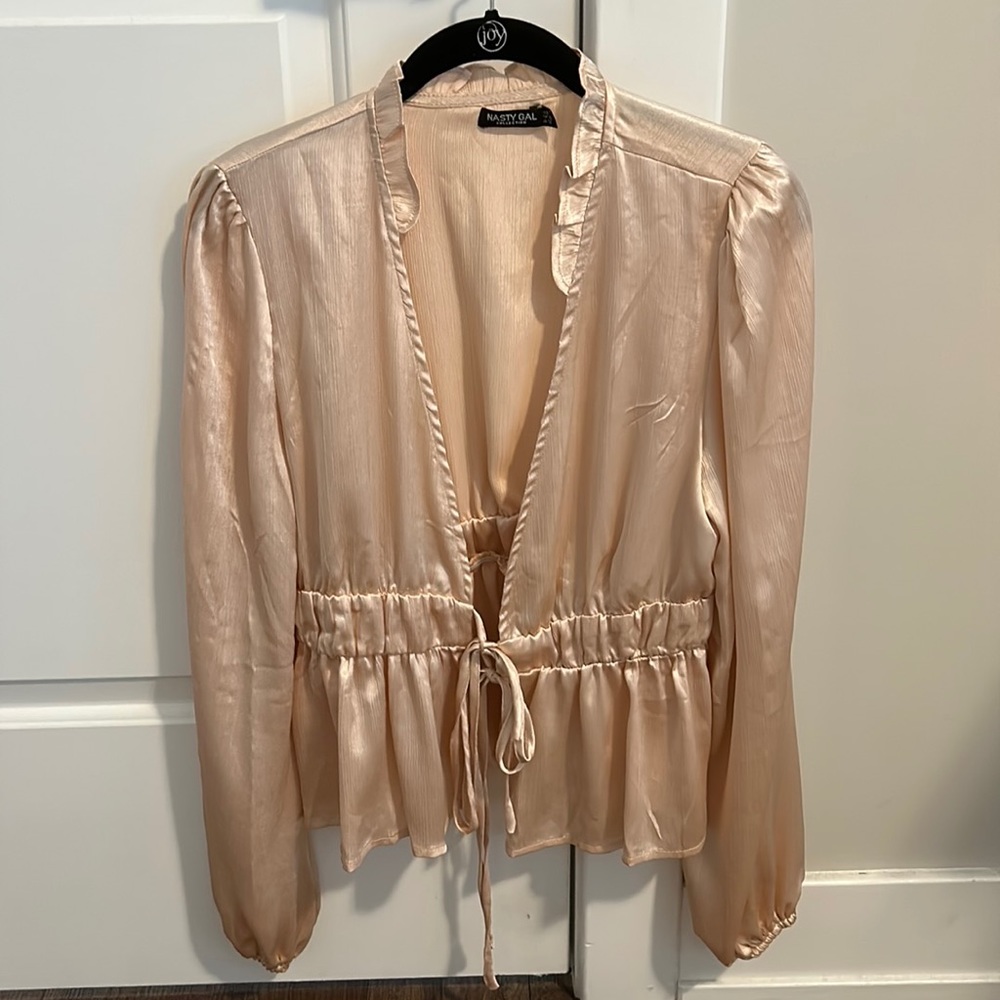 Satin tie blouse